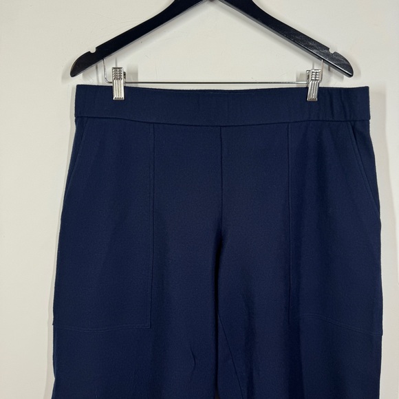 Eileen Fisher Navy Wool Ankle Pants Size L Pull On Stretch Workwear Minimal - Picture 4 of 14